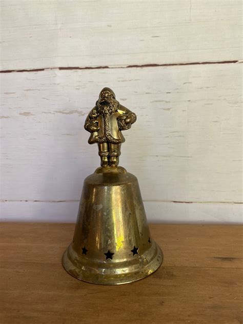 Brass Santa Claus Christmas Bell Etsy