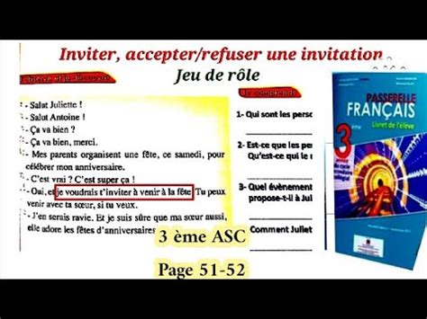 Oral Inviter Accepter Refuser Une Invitation Pages 51 52 YouTube