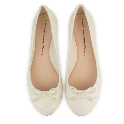 Sapatilha Napa Pele Nude Chantilly Biqueira Matelassê Bege