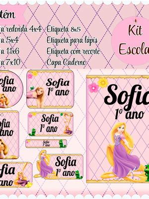 Arquivo De Corte Etiqueta Escolar Rapunzel C Compre Produtos