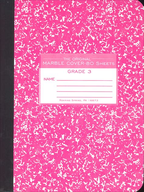 Hard Cover Hot Pink Marble Composition Notebook Grade 3 Ruled 80