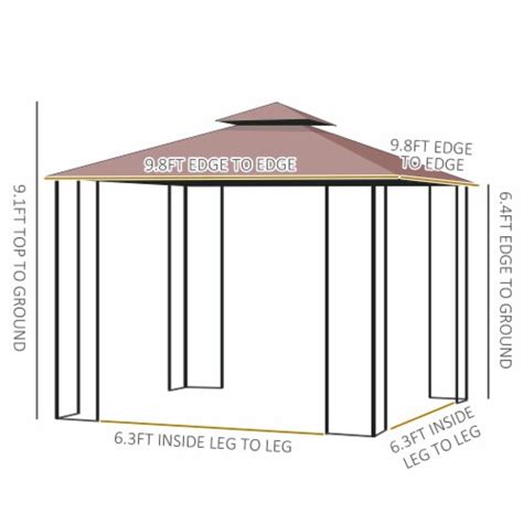 10' x 10' Outdoor Patio Gazebo Canopy Roof Steel Frame w/ Mesh ...