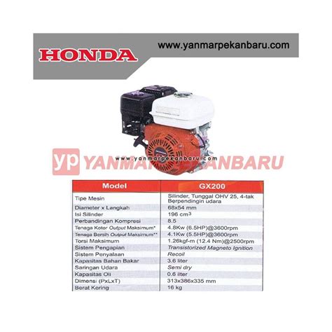 Mesin Penggerak Bensin Gasoline Engine 6 5 HP GX 200 T2 HONDA