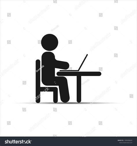 Simple Drawing Person Sitting Table Working Stock Vector Royalty Free