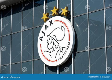 Ajax Logo Sign At The Fan Shop At The Johan Cruijff Arena Amsterdam The