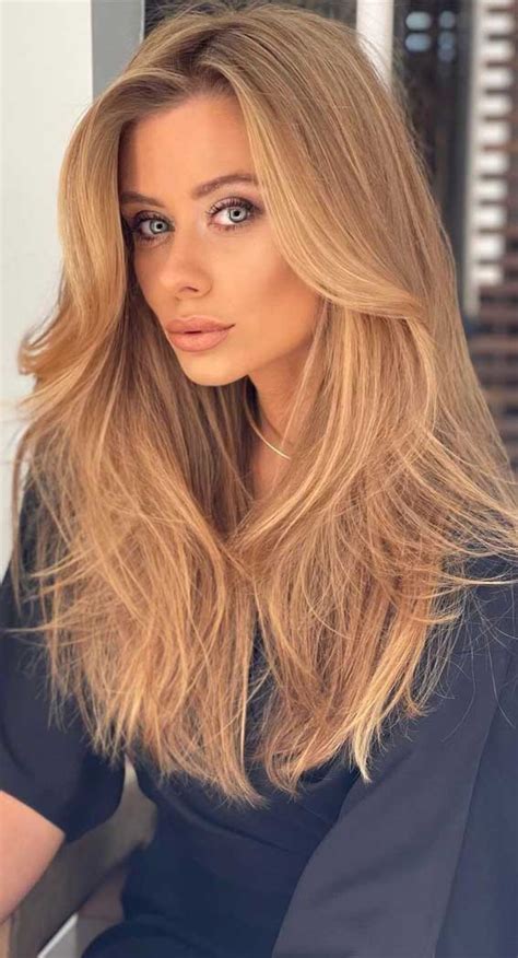 50 Trendy Hair Colors To Wear In Winter Golden Ginger Blonde Long Hair