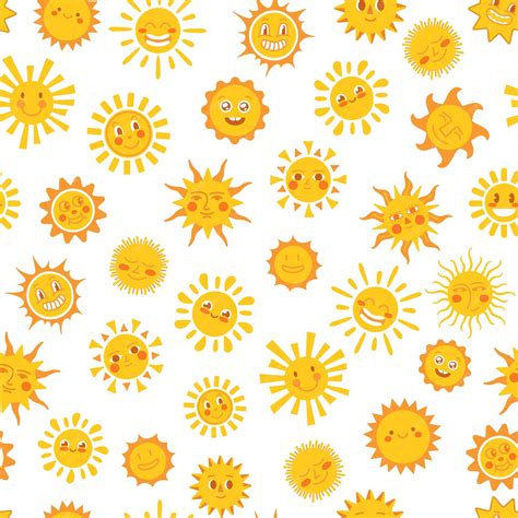 Premium Vector | Yellow sun pattern Doodle suns summer scribble cute ...