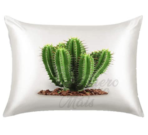 Fronha De Cetim Anti Frizz - Fronha De Cetim Anti frizz Estampa Cactus Suculenta M01 | Elo7