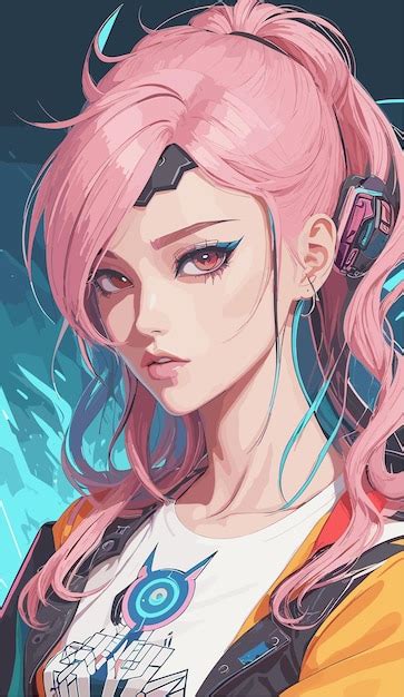 Современный персонаж аниме с ярким цветом в стиле киберпанк | Премиум ...