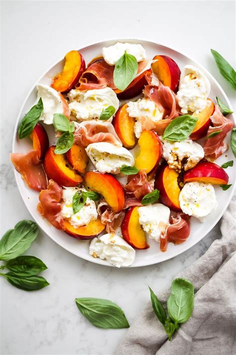 Peach Burrata And Prosciutto Salad Fettys Food Blog Recipe