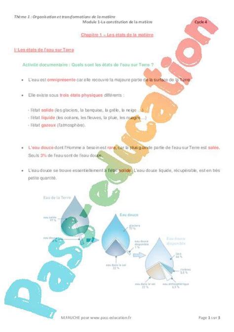 organisation et transformation de la matière 5ème organisation de la