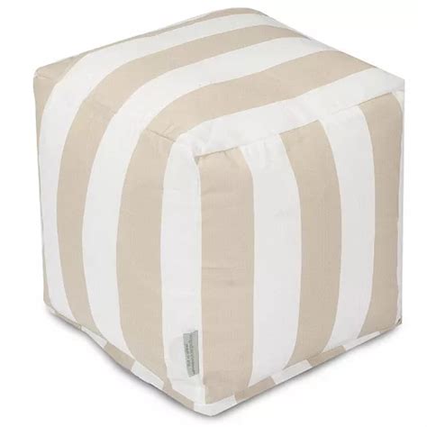 Majestic Home Goods Striped Indoor Outdoor Small Cube Ottoman