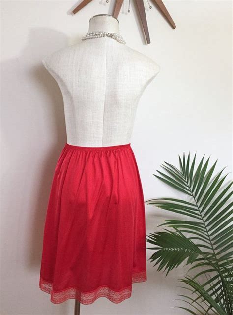 DONYALE Vintage Red Satin Half Slip Crimson Satin Sheer Etsy Canada