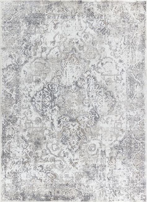 An Area Rug With Grey And White Colors