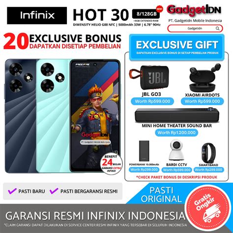 Jual INFINIX Hot 30 NFC 8 256GB 8GB Extended Ram Garansi Resmi