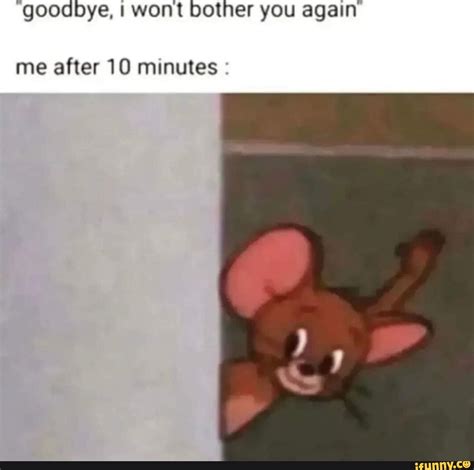 Goodbye I Wont Bother You Again Me After 10 Minutes Ifunny