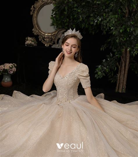 Victorian Style Vintage Retro Champagne Wedding Dresses A Line