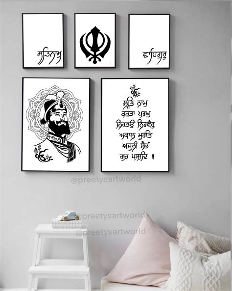 Set Of Sikh Religion Home Wall Decor I Digital Modern Black Etsy