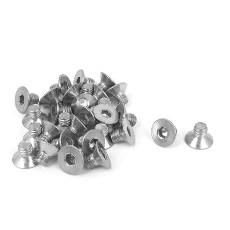 Uxcell M6 X 8mm 304 Stainless Steel Hex Socket Countersunk Flat Head Screw Bolts 30 Pack