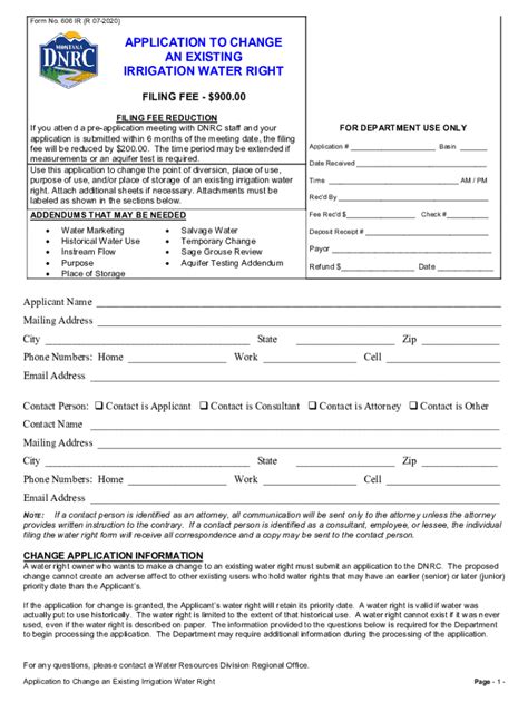 Fillable Online Dnrc Mt Form No 600 GW R GROUNDWATER Index Montana