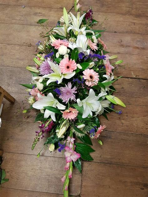 Simple Garden Casket Spray White Lily And Pink Gerbera Casket Sprays