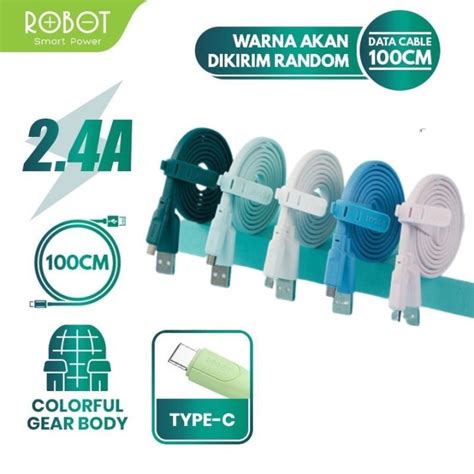 ROBOT RT AC100 Kabel Data Type C 2 4A 100CM Colorful Original Garansi