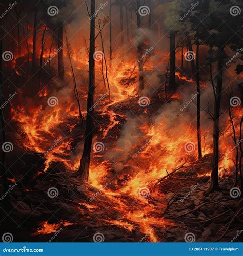 Raging Forest Fires Ecological Catastrophy Fire And Smoke Stock