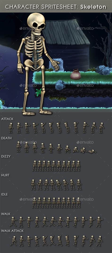 Skeletons 2d Game Character Sprite Sheet Game Character Video Game Images