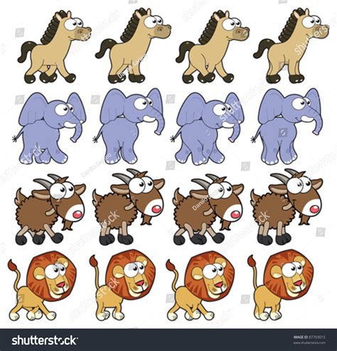 Animal Walking Animations Vector Cartoon Isolated Stock Vector (Royalty ...