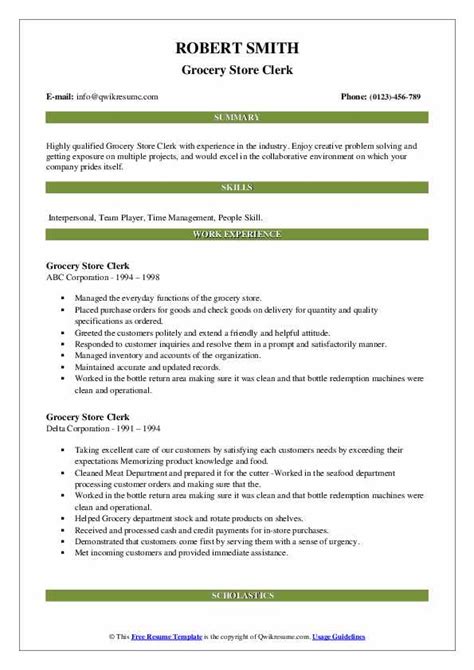 10+ Grocery Store Clerk Resume Samples & Templates for 2025