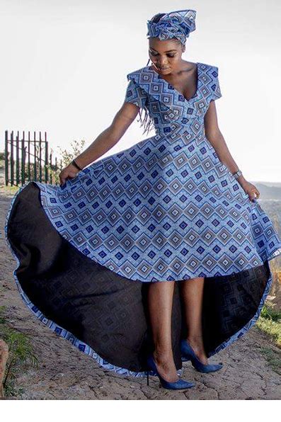 Khosi Nkosi Blue Shweshwe Design Dkk African Fashion Ankara Kitenge