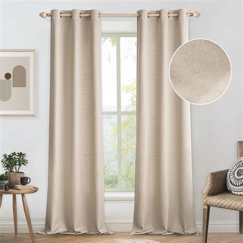 Ronaldecor Natural Linen Blended Semi Sheer Grommet Curtains For Living