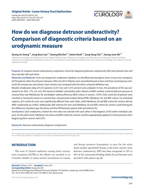 Comparison Of Diagnostic Criteria Based On An Urodynamic Measure Docslib