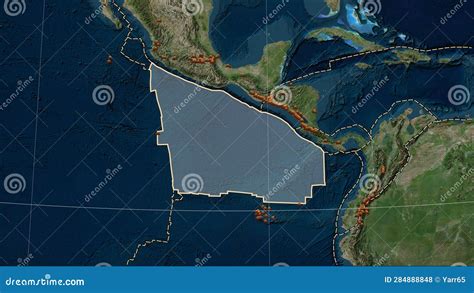 Volcanoes Around the Cocos Plate. Satellite Map Stock Illustration ...