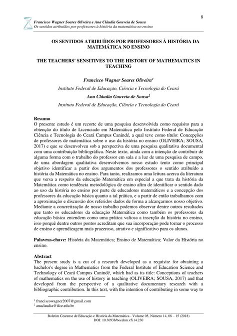 PDF OS SENTIDOS ATRIBUÍDOS POR PROFESSORES À HISTÓRIA DA MATEMÁTICA