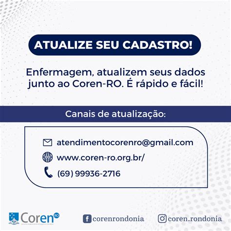 Coren RO inicia campanha de atualização cadastral é rápido e fácil