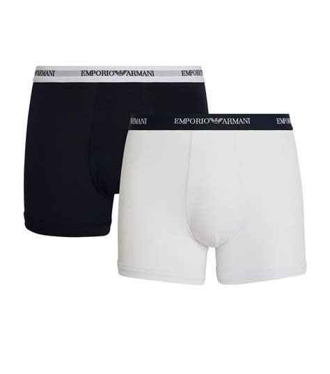 Mens Emporio Armani White Stretch Cotton Boxer Briefs Pack Of