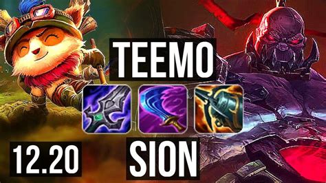 Teemo Vs Sion Top Solo Kills Games M Mastery Euw