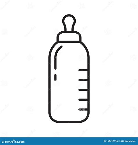 Baby Bottle Of Milk Icon Thin Line Art Template For Logo Black And