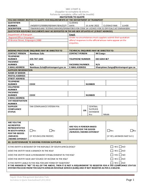 Fillable Online SBD 1 PART A Fax Email Print PdfFiller