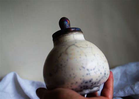 Small Raku Pottery Naked Raku Container With A Lid Urn For Etsy