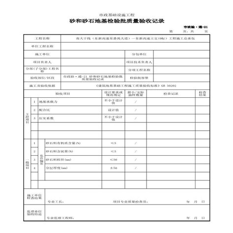 市政验·通 21 砂和砂石地基检验批质量验收记录施工文档土木在线