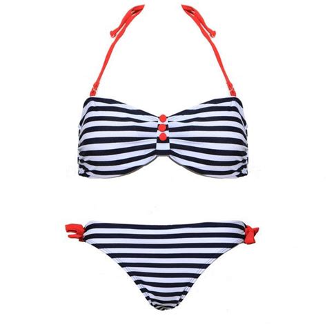 Nautical Stripe Bikini Found On Polyvore Bikinis Nautical Bathing