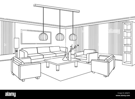 Perspective Drawing Living Room High Resolution Stock Photography And