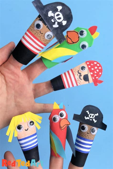 How To Make Pirate Finger Puppets Red Ted Art Easy Kids Crafts