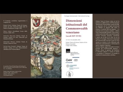 Dimensioni Istituzionali Del Commonwealth Veneziano Secoli XIV XVII