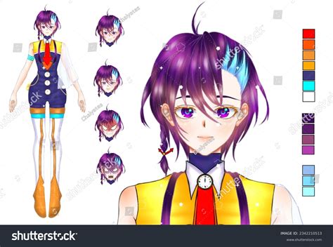 Model Character Sheet Vtuber Stock Illustration 2342210513 | Shutterstock