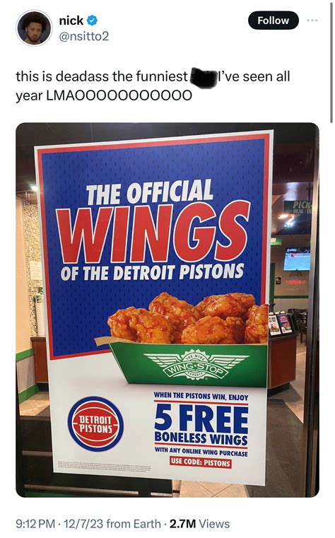 Pistons: Detroit Wingstop promo backfires amid 21-game losing streak