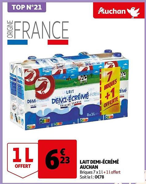 Promo Lait Demi Cr M Auchan Chez Auchan Icatalogue Fr