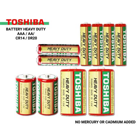 AA AAA 4Pcs Size C D 2Pcs Toshiba Heavy Duty Battery